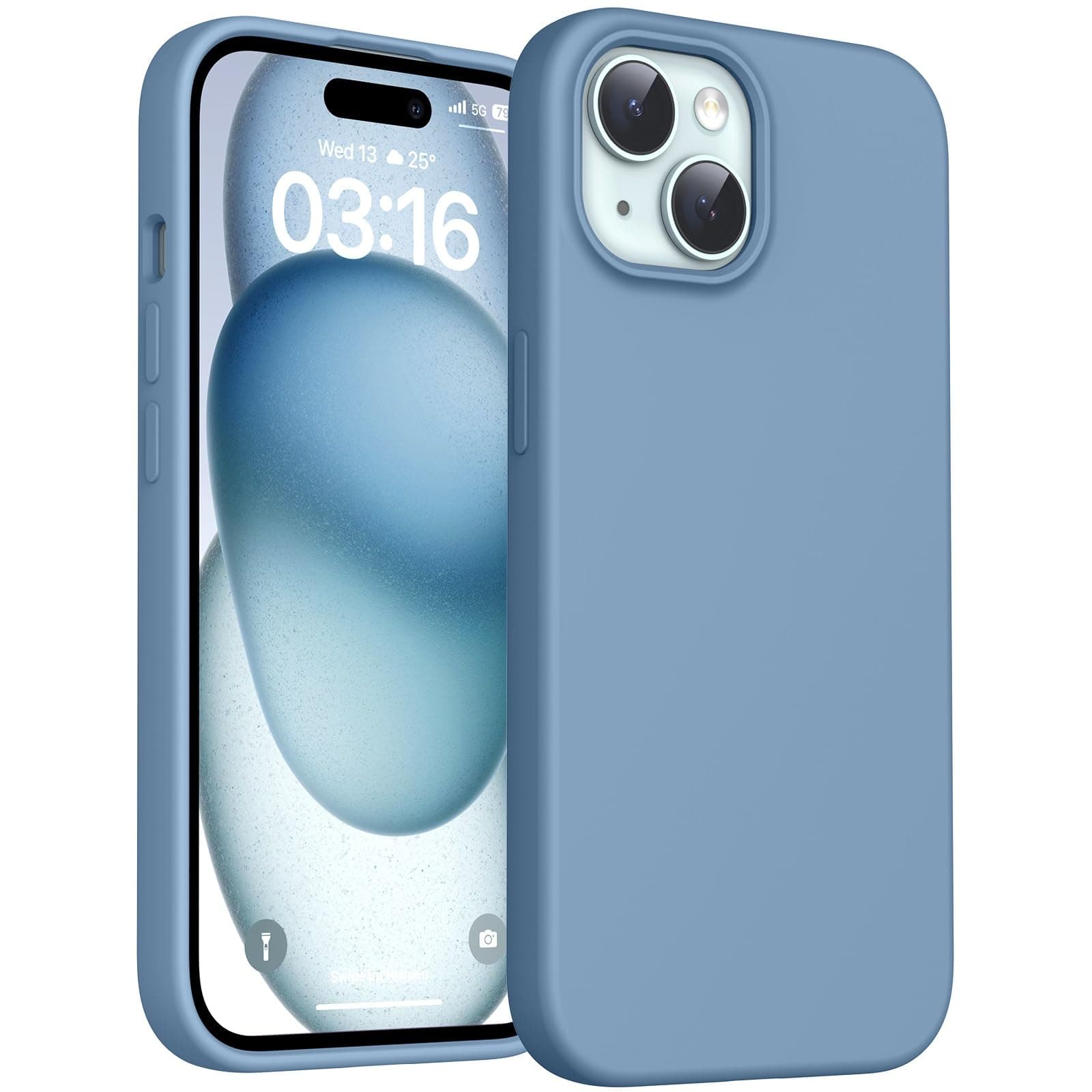 📱 TOCOL iPhone 15 Hülle Silikon, Stoßfest rutschfest Anti-Fingerabdruck Kratzfest - Winterblau