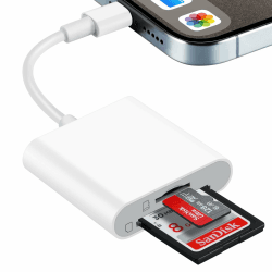 📱 SD Kartenleser iPhone: 2-In-1 Dual Slot Lightning SD/Micro SD Card Reader für iPhone Angebot bei HelloDeals