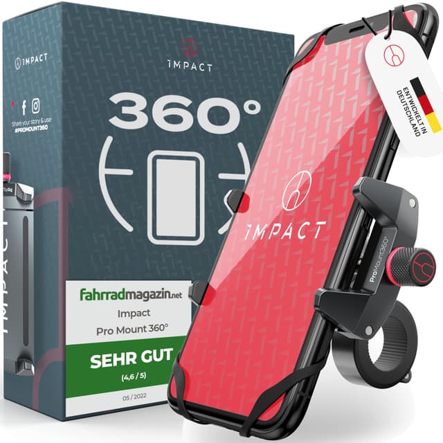 Impact® Pro Mount 360° - Handyhalterung Fahrrad [Smartphone KOMPATIBEL 4-7 Zoll]