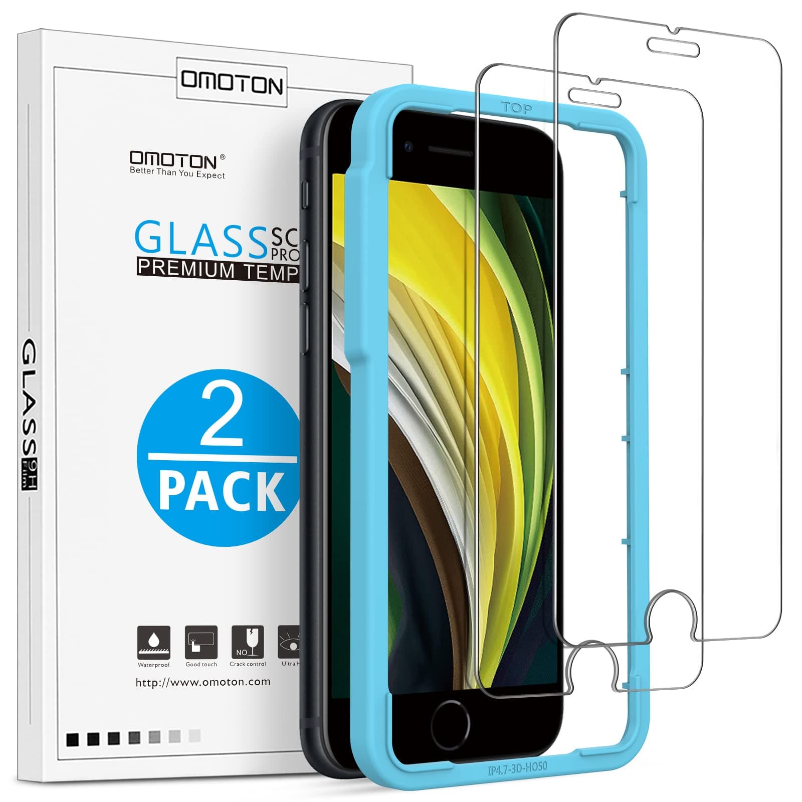 OMOTON Panzer Schutz Glas für iPhone SE 2020/2022 und iPhone 8/7/6 - 2 Stück 4.7 Zoll 📱