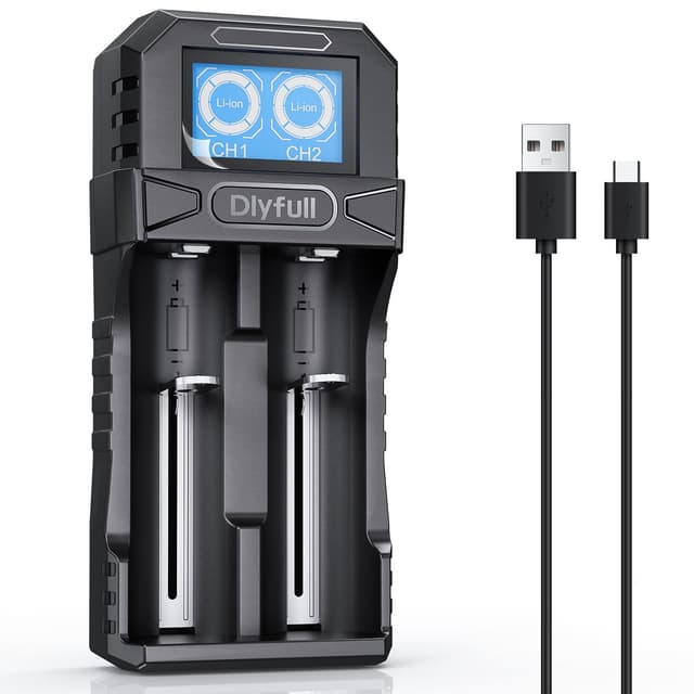 Dlyfull 18650 Ladegerät mit LCD Display und USB-C Schnellladung ⚡