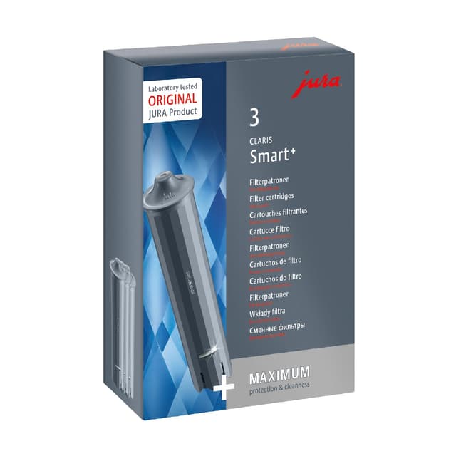 JURA Original - CLARIS Smart+ Filterpatrone mit automatischer Filtererkennung - TÜV-zertifizierte Hygiene - 3er-Pack - Grau Single 🌟