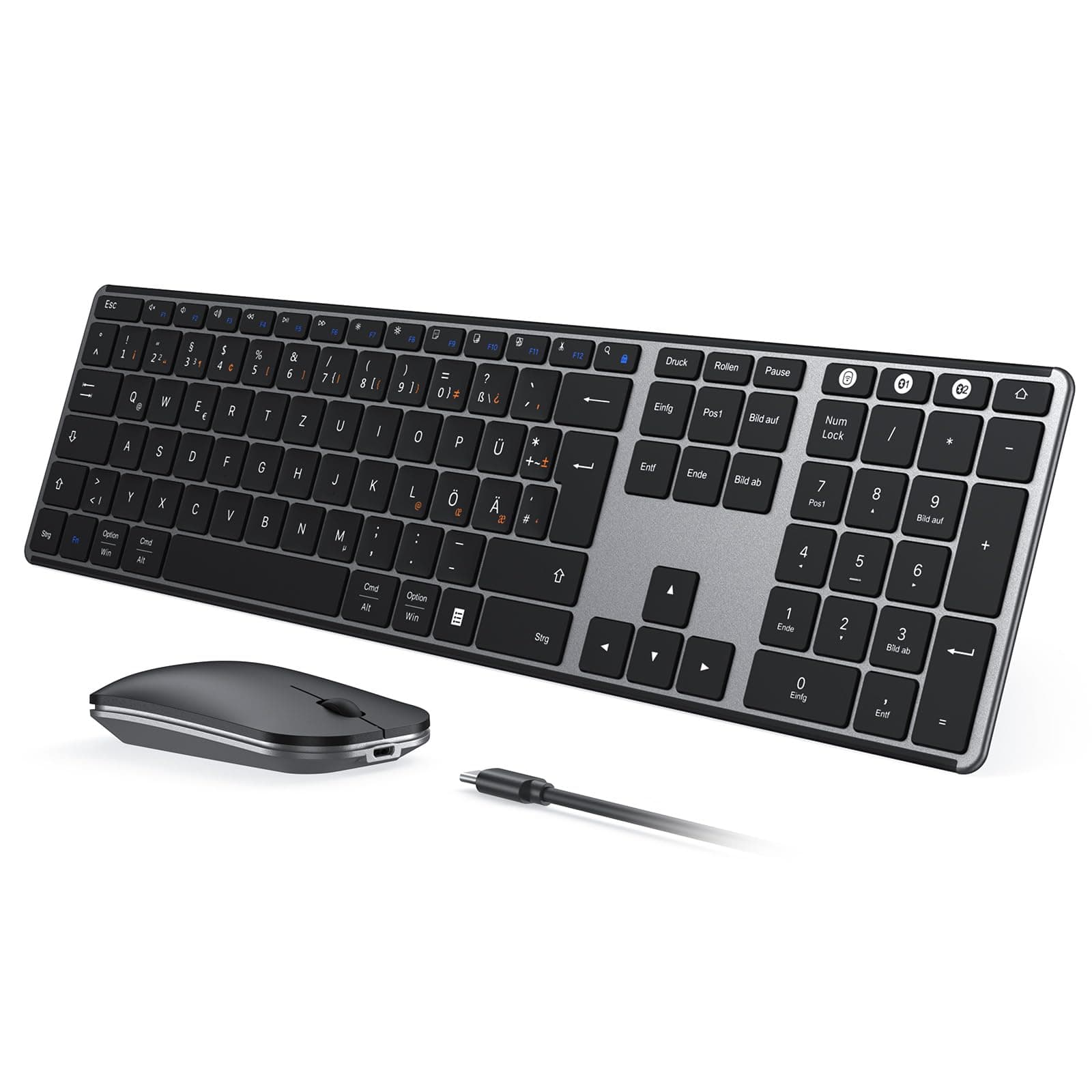 🔥 Seenda Bluetooth Tastatur mit Maus - Metall, Wiederaufladbar, Ultradünn