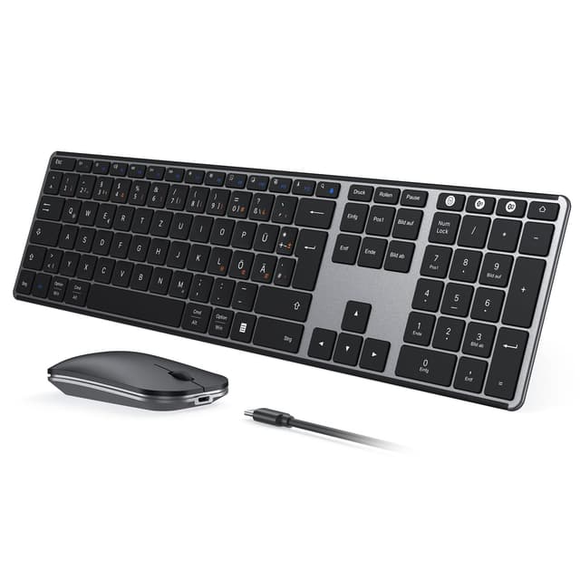 🔥 Seenda Bluetooth Tastatur mit Maus - Metall, Wiederaufladbar, Ultradünn