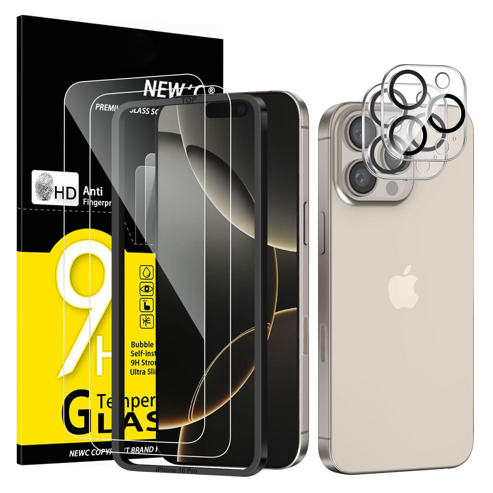 📱 NEW'C für iPhone 16 Pro Panzerglas 6,3 Zoll (2 Stück) - Kratzfest & extrem widerstandsfähig
