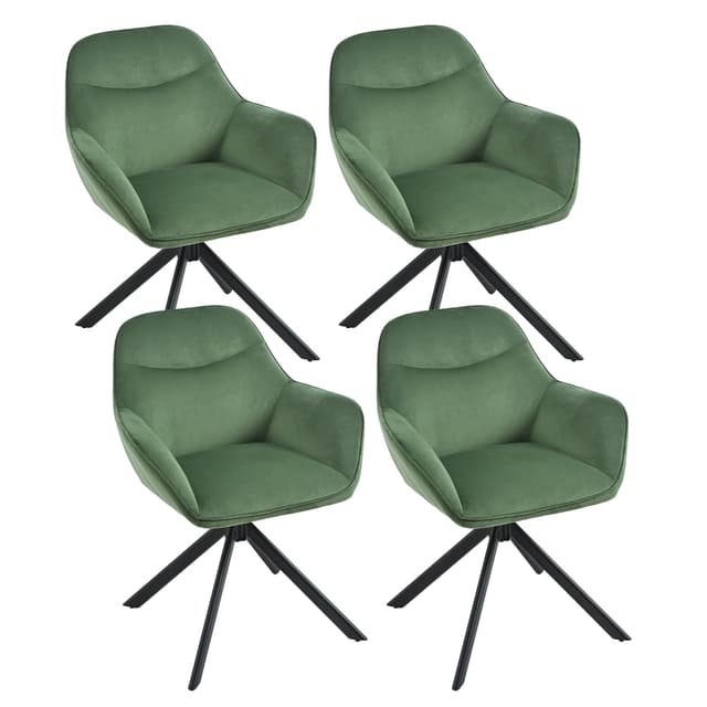 🪑🌿 Goeurvant Drehstuhl Esszimmer 4er Set Samt Grün mit Armlehne Polsterstuhl Esszimmerstühle drehbar Küchenstuhl 🪑🌿