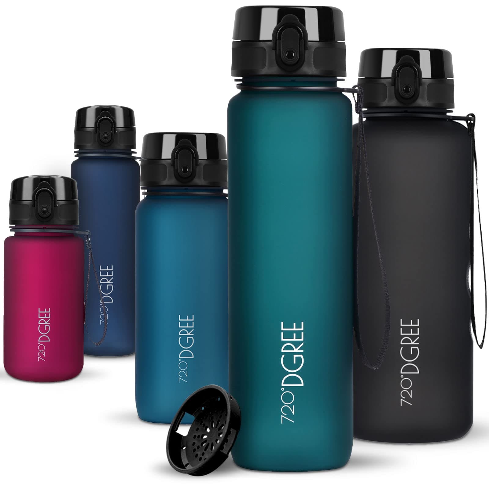 720°DGREE Trinkflasche 1l Sport “uberBottle“ softTouch +Sieb - BPA-Frei - Wasserflasche für Uni, Arbeit, Fitness, Fahrrad, Outdoor, Job - Sportflasche aus Tritan - Leicht, Stoßfest, Wiederverwendbar 1000 ml 14 Smaragd Green - Grün | Softtouch