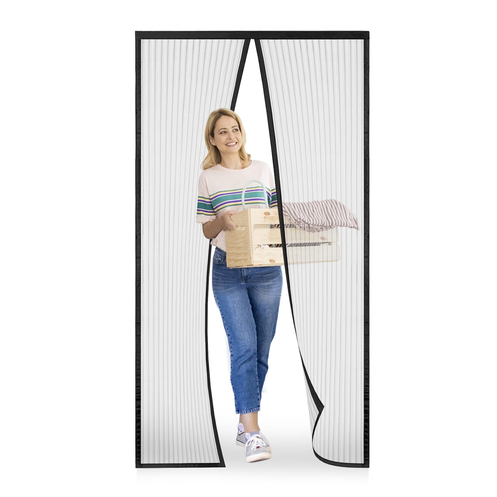 🦟🚪 Meet Beauty Fliegengitter Tür 180x220cm Schwarz - Insektenschutz ohne Bohren