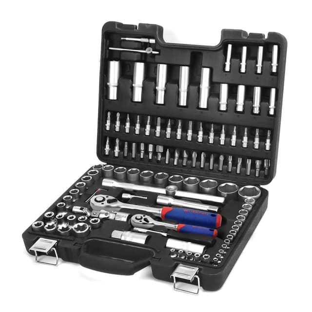 🔧🔩 WORKPRO Steckschlüsselsatz 108-teilig - Knarrenkasten Ratschenkasten für Auto