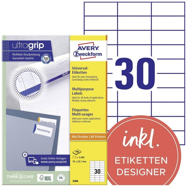 🔖 AVERY Zweckform 3489 Universal Etiketten (3.000 Klebeetiketten)