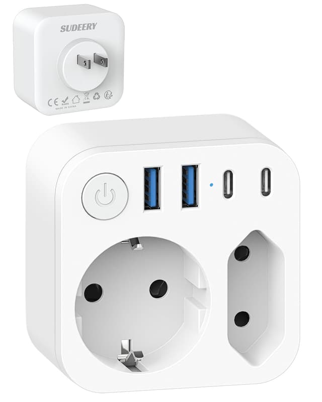 🔌 6-in-1 Euro zu Japan Adapter mit USB Anschlüssen