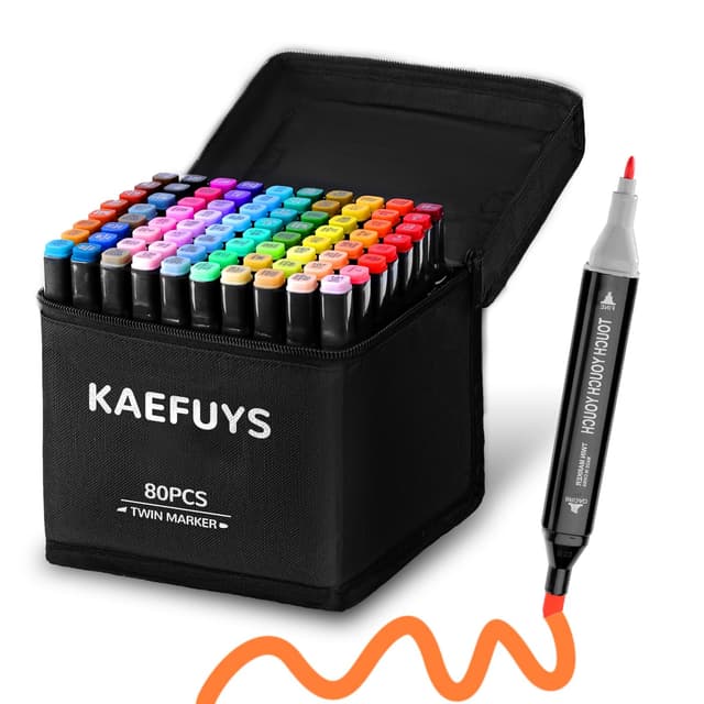 🎨 KAEFUYS 80 Marker Stifte Set: Doppelseitige Alkohol Stifte für Künstler 🖌️