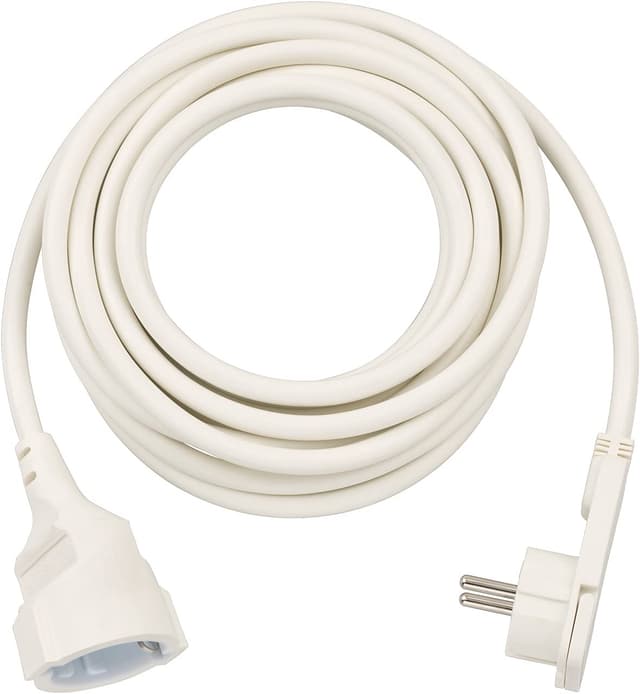 Brennenstuhl Qualitäts-Kunststoff-Verlängerungskabel mit Flachstecker (Verlängerungskabel flach für innen mit 5m Kabel) Weiß, 5m weiß 5m Single 🌟🔌