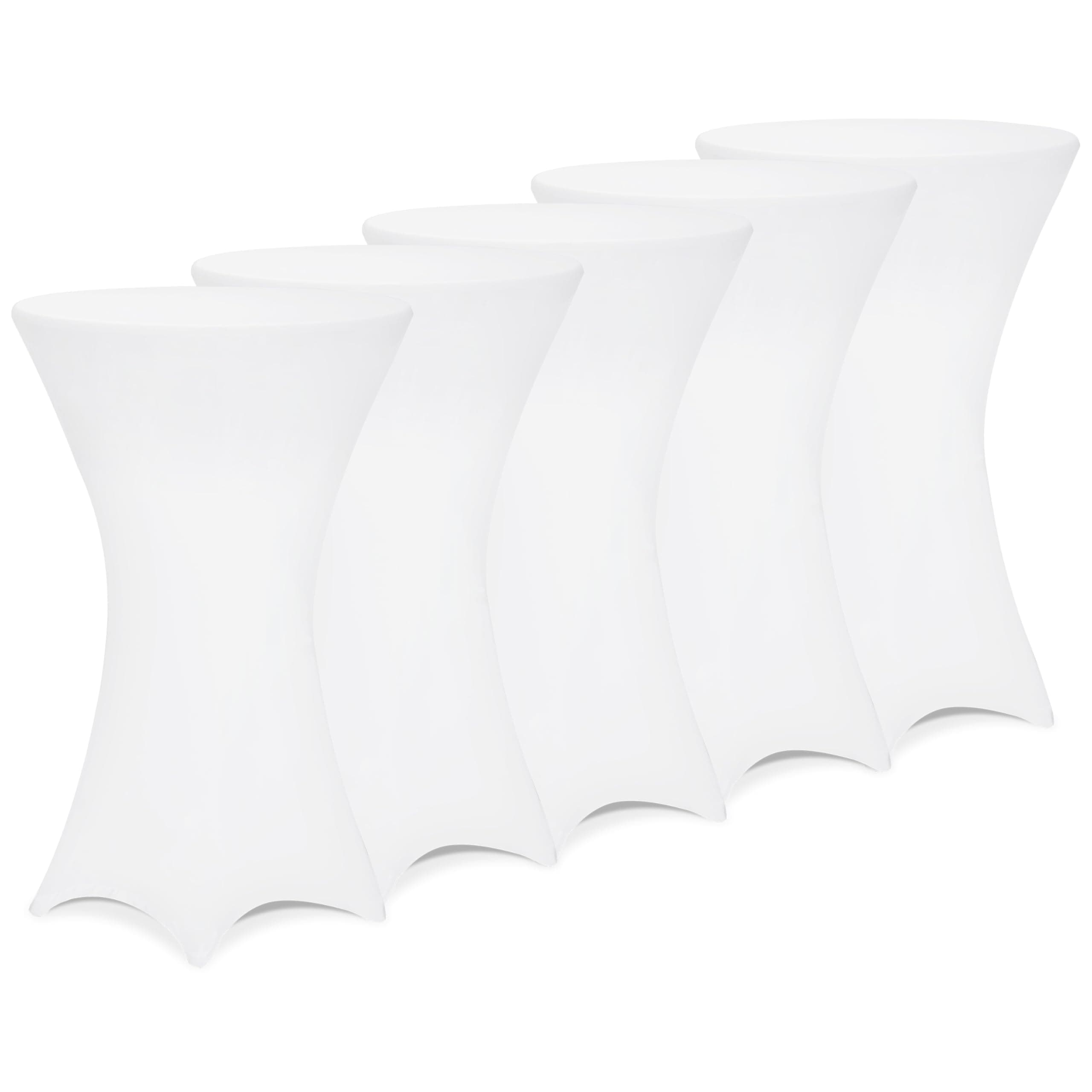 Deuba® 5X Stehtisch Hussen Ø 60-65/70-75/80-85cm Weiß 🌟 30°C Waschbar 🌿 Stretch Überzug