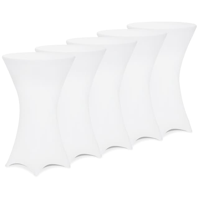 Deuba® 5X Stehtisch Hussen Ø 60-65/70-75/80-85cm Weiß 🌟 30°C Waschbar 🌿 Stretch Überzug