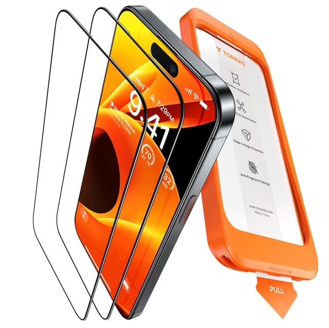 📱 TORRAS für iPhone 16 Pro Panzerglas [Full Screen] - Schutzfolie 9H+ Schutzglas