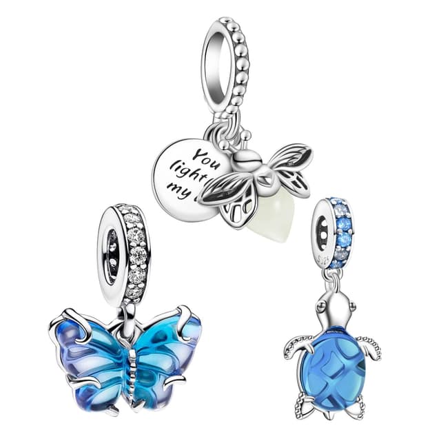 🦋🐢 Amuefer 925 Silber Charme Armband Halskette Anhänger Perlen Charme Schmetterlinge, Liebe, Geschenke für Mutter - Geburtstagsgeschenke