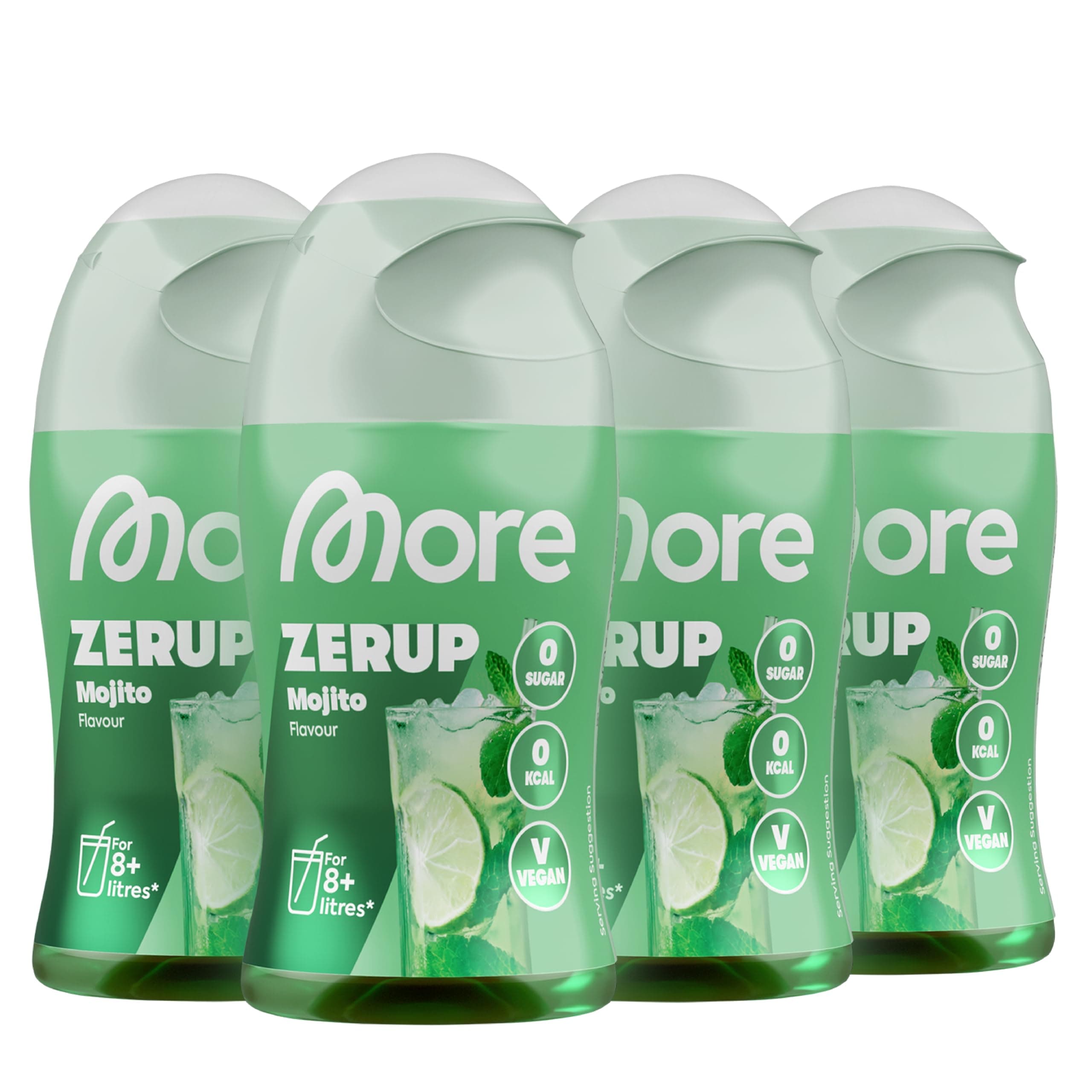 🍹🍑🍏 MORE Zerup Mojito 4 x 65 ml - Zuckerfreier Sirup mit echten Fruchtextrakten