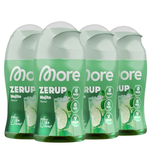 🍹🍑🍏 MORE Zerup Mojito 4 x 65 ml - Zuckerfreier Sirup mit echten Fruchtextrakten