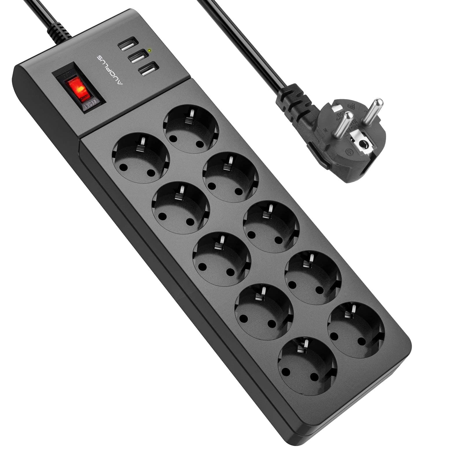 Steckdosenleiste AUOPLUS mit 10 Fach und 3 USB 🌟