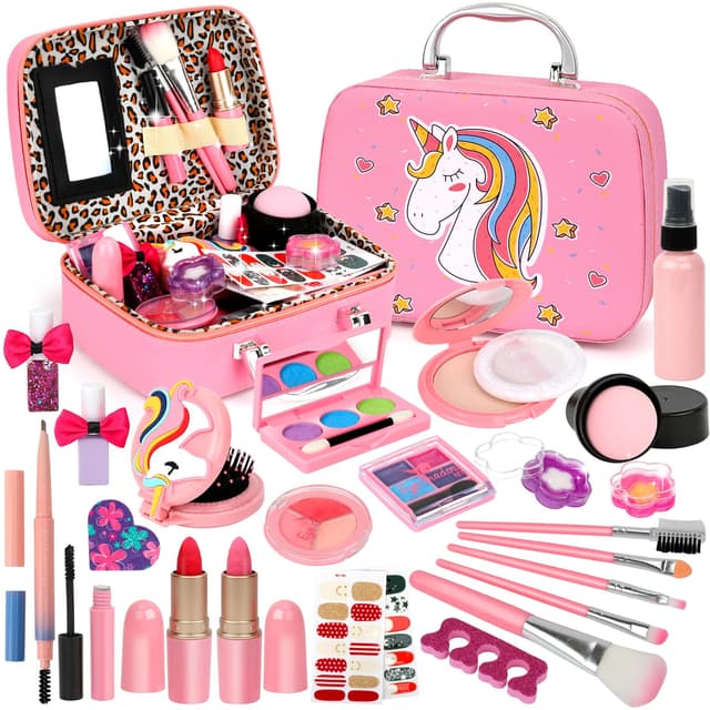 Flybay Kinderschminke Set Mädchen - 25-teiliger Schminkkoffer in Rosa 🌈👑