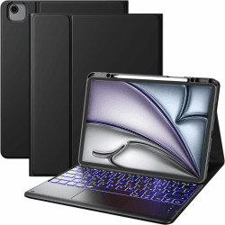 Vobafe Hülle mit Tastatur für iPad Air 13 Zoll 2025 M3/2024 M2, iPad Pro 12.9 (3. 4. 5. 6. Gen), QWERTZ Keyboard Multi-Touch Trackpad 7 Farben Beleuchtung, Schwarz 🌟📱