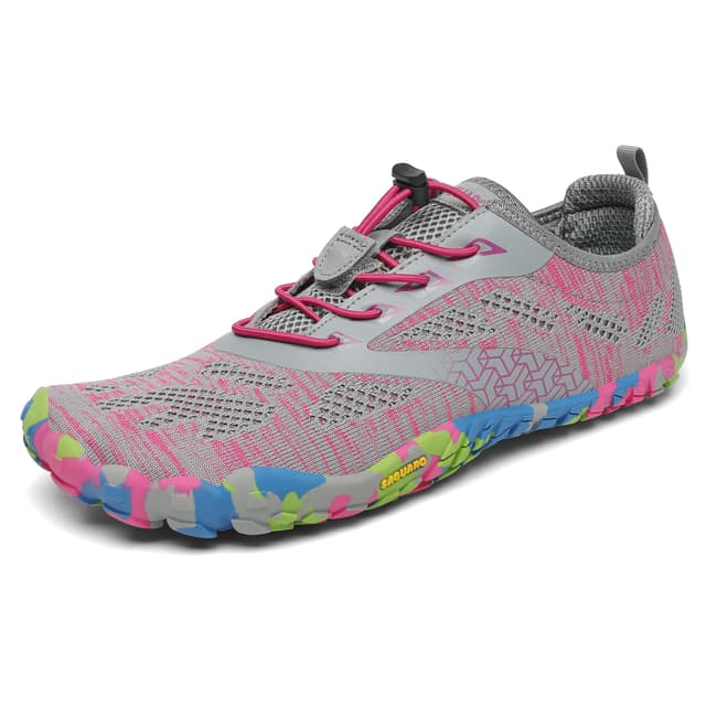 👣 SAGUARO Unisex Barfußschuhe Outdoor Zehenschuhe mit Breite Zehenbox & Zero-Drop Sohle Gr.36-48 37 EU Pink A - Angebot
