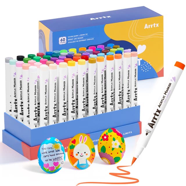 Arrtx Acrylstifte für Steine wasserfest, 60 Farben 1-6MM Pinselspitze Acrylfarbe Stifte 🎨