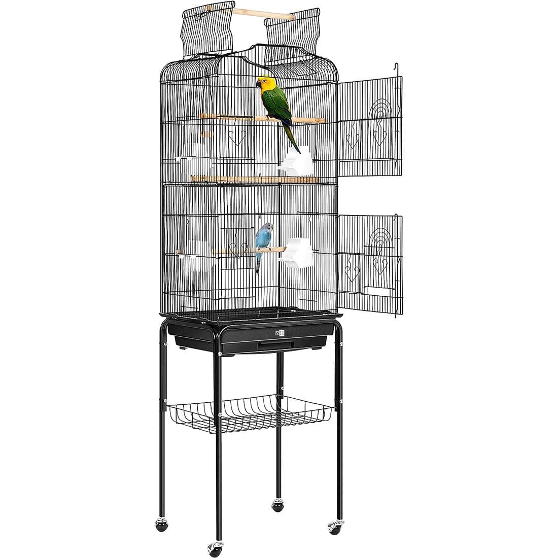 🐦🏡 VIVOHOME Vogelkäfig 162.6cm hoch mit Spieldach & Rollständer 64 Zoll 🌟