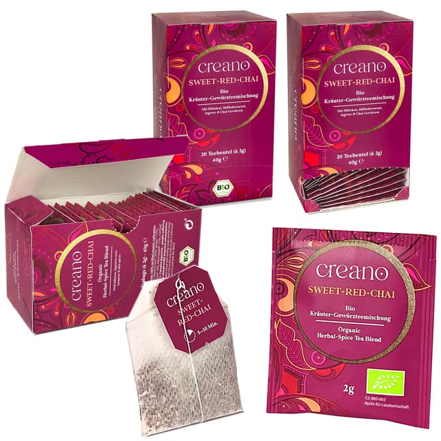 Angebot: Creano Bio Tee SWEET-RED-CHAI 3er Pack
