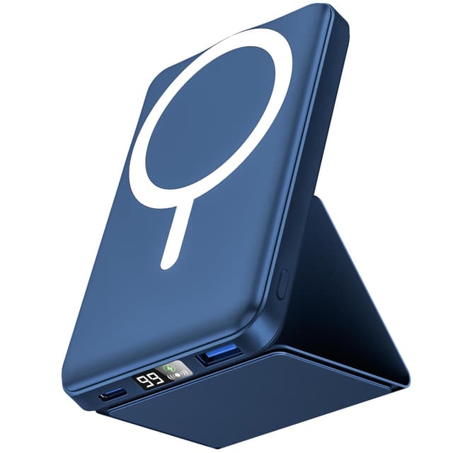 Podoru Powerbank iPhone für MagSafe, 10000mAh 22.5W PD Schnellladen mit LED Display - Blau