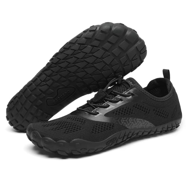SAGUARO Knit Barfußschuhe 🌿 Rutschfest | Barfuss Schuhe Damen Herren | Gr. 42 EU Schwarz