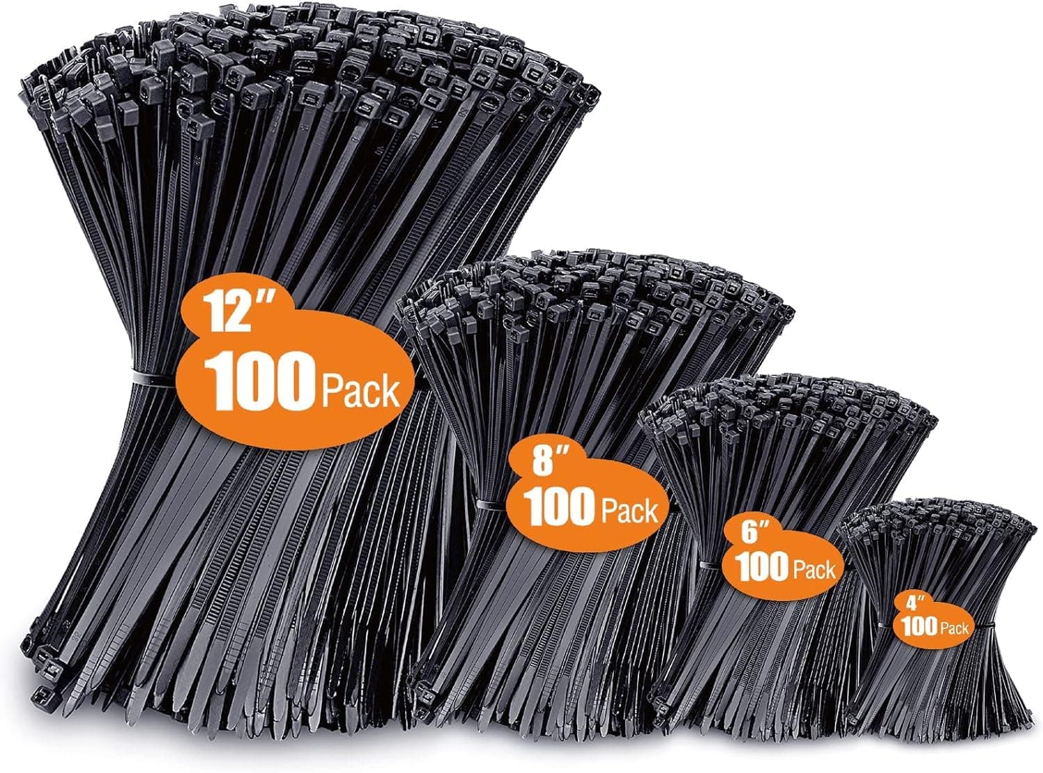 Premium Nylon Kabelbinder Set - 400 Stück Schwarz 🪢