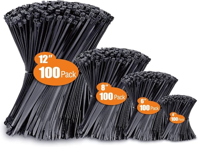Premium Nylon Kabelbinder Set - 400 Stück Schwarz 🪢