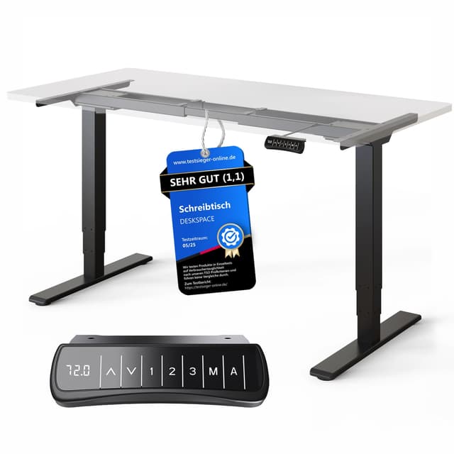 🌟 DESKSPACE PRO Plus Höhenverstellbarer Schwarz Gestell | Dual-Motor Tischgestell Höhenverstellbar 🌟