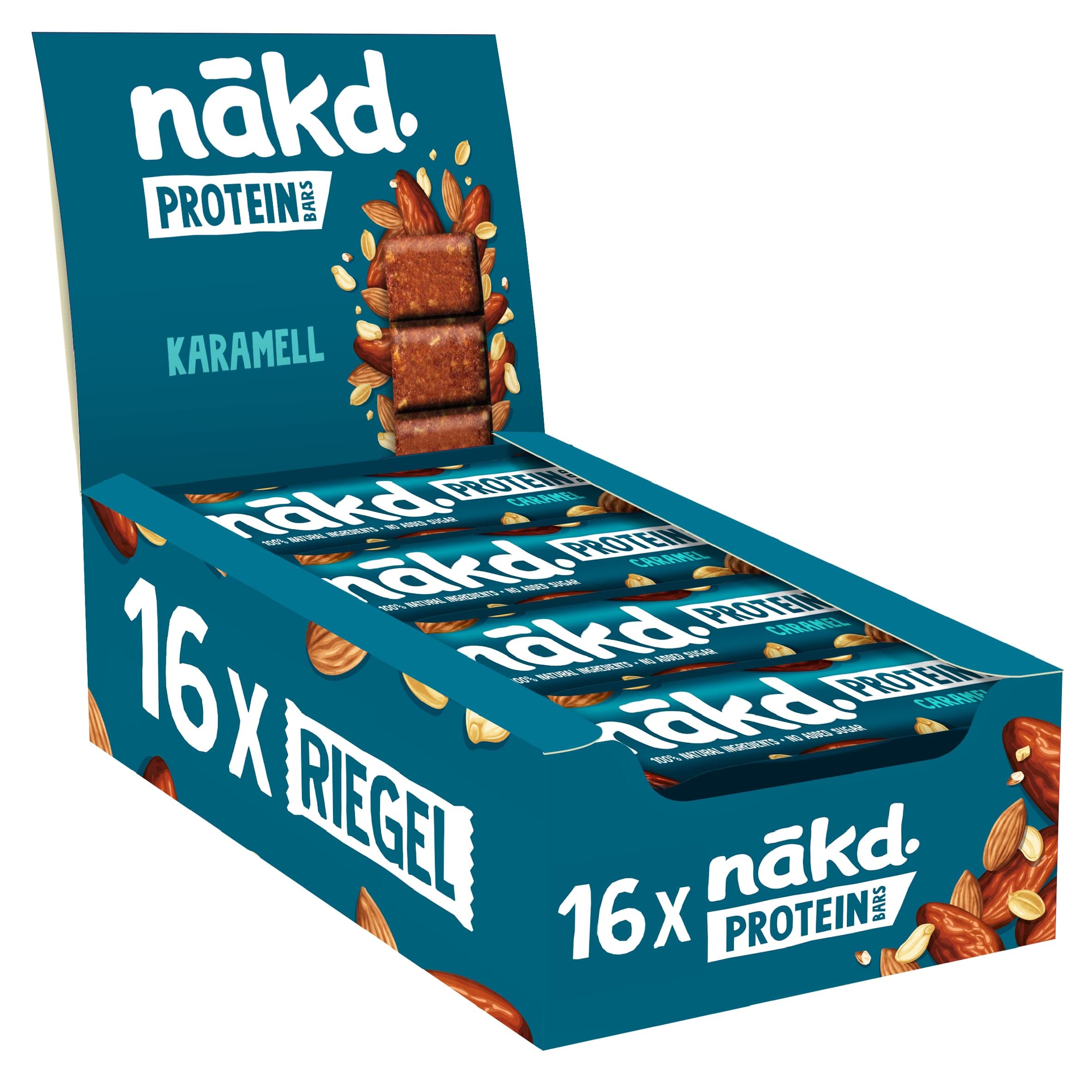 Nākd. Protein Karamell | Protein-Riegel | 7g Pflanzliches Protein | 100% Natürliche Zutaten | Vegan