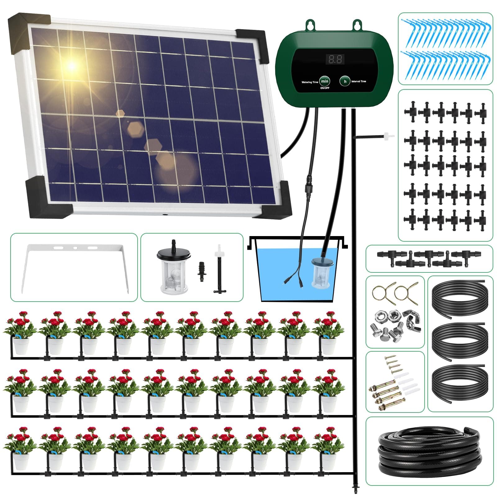 YAHAMOO Solar Bewässerungssystem 300 Automatische Bewässerung Modi 🌞🌿