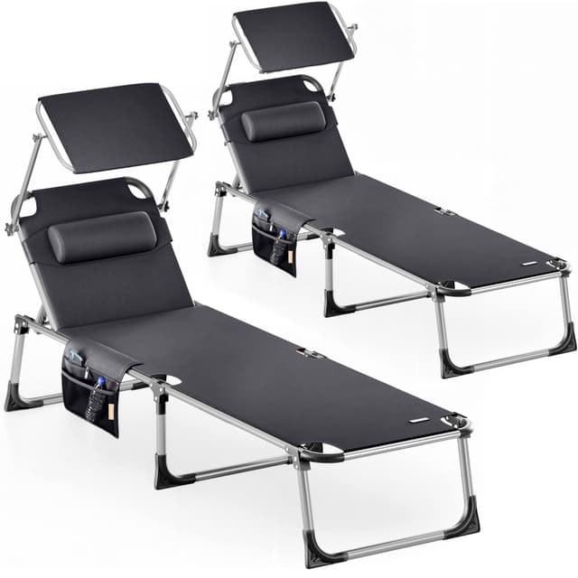 Casaria® 2er Set Sonnenliege mit Sonnendach und Kissen 😎🌞