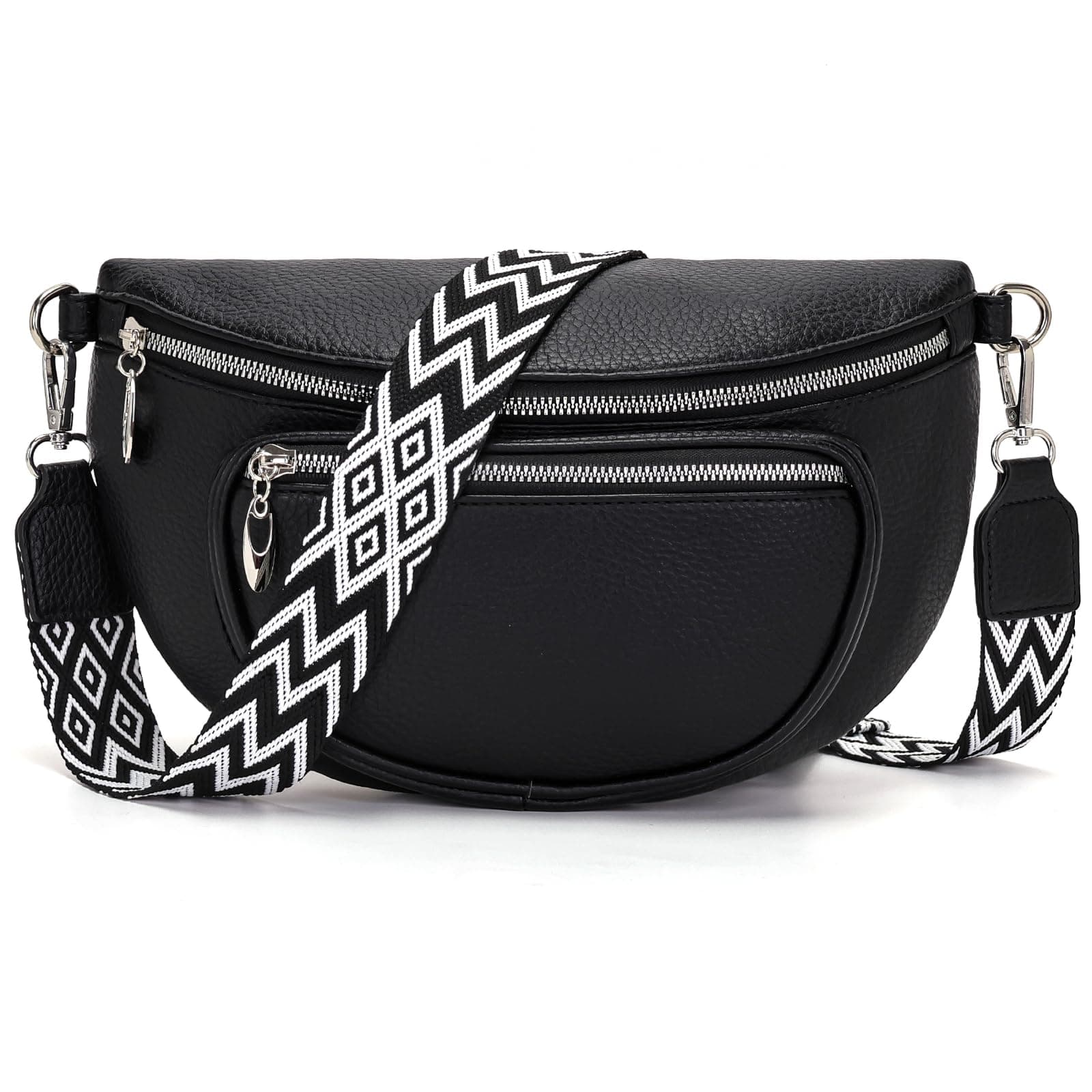 Schwarze Bauchtasche Damen 👜 | Umhängetasche Mittelgroß