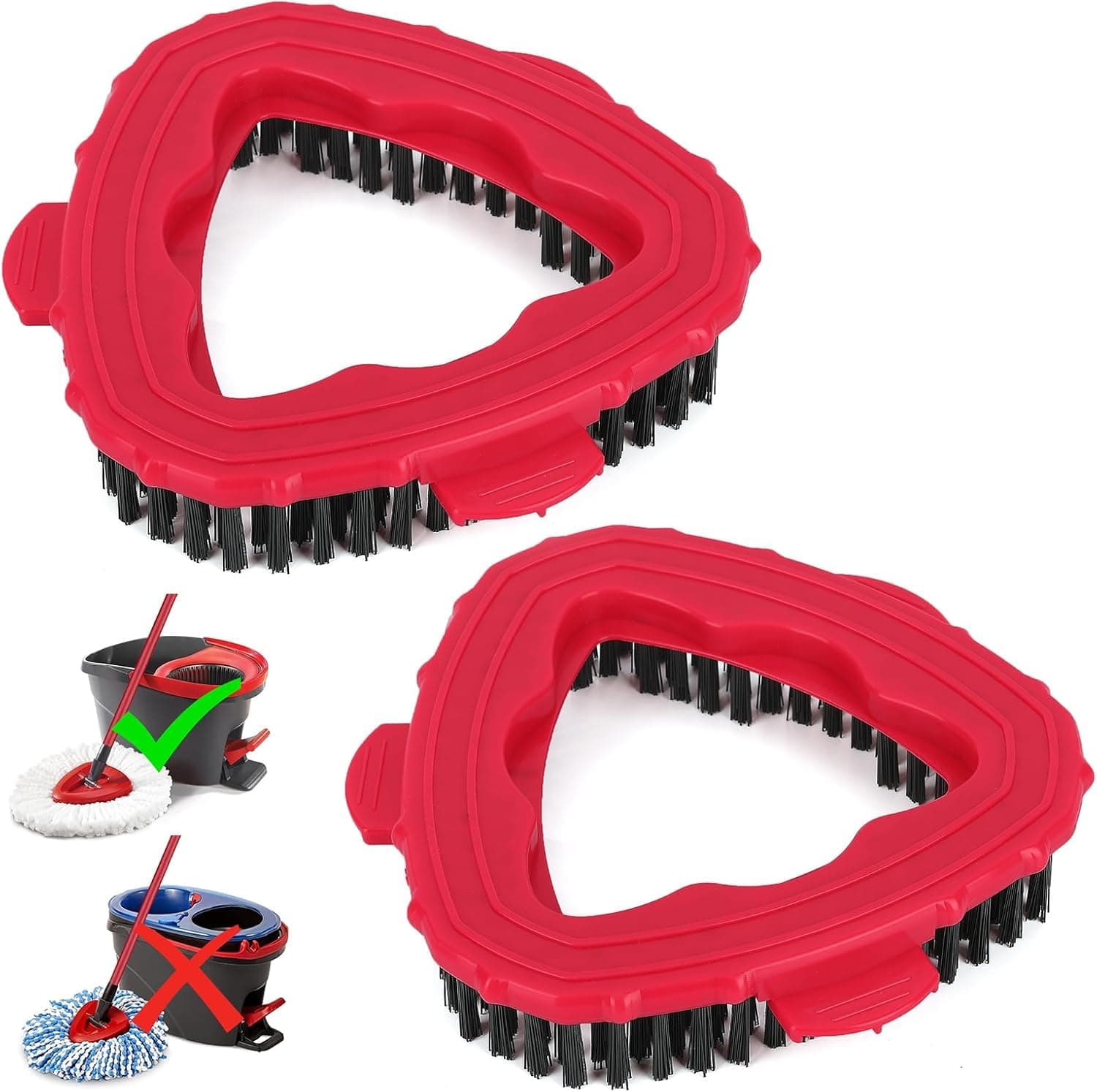 Bonison 2Stk Schrubber Aufsatz - Wischmopp Ersatzkopf für Vileda Turbo Easywring Badezimmer, Küche, Fliesen und Hartböden 🔴