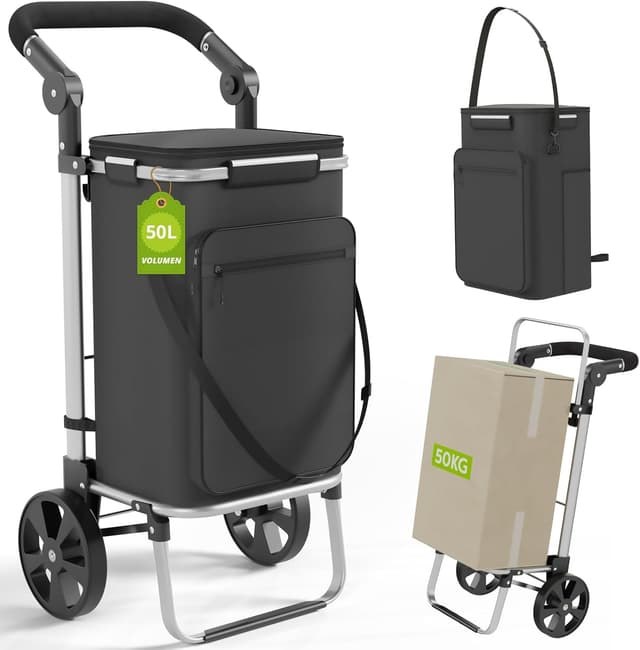🛒🛍️ MYHMCT 3in1 Einkaufstrolley mit 50L Kapazität und Kühlfach