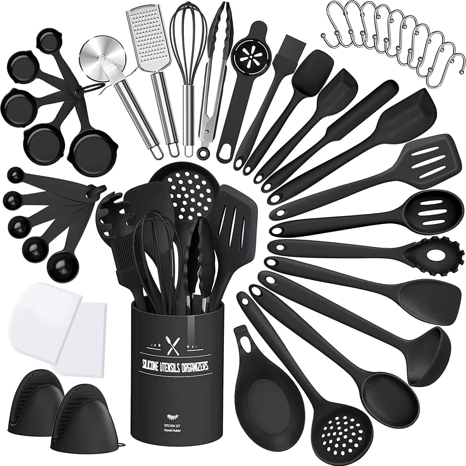 Küchenhelfer Set, 43-teiliges Silikon Kochutensilien Kochbesteck Set 🍳🥄