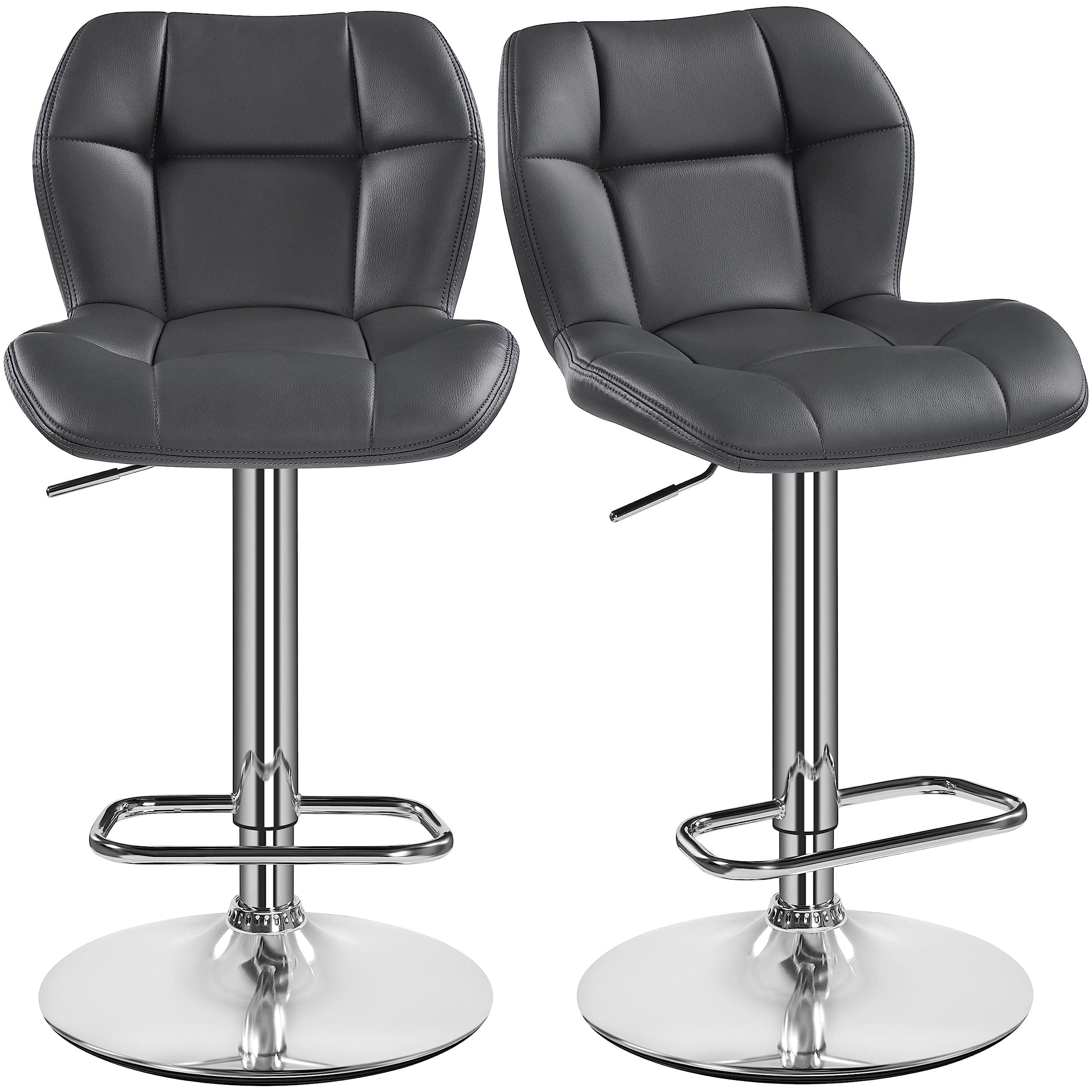 🌟 Super Angebot! Yaheetech Barhocker 2er Set Höhenverstellbar 360°Drehbar Barstühle Küchenstühle mit Rückenlehne und Fußstütze, Grau 2 Dunkelgrau-kunstleder