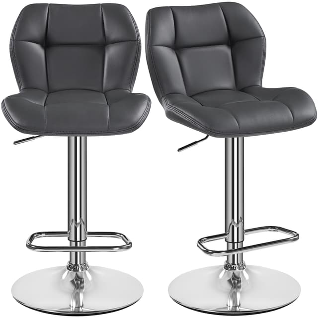 🌟 Super Angebot! Yaheetech Barhocker 2er Set Höhenverstellbar 360°Drehbar Barstühle Küchenstühle mit Rückenlehne und Fußstütze, Grau 2 Dunkelgrau-kunstleder