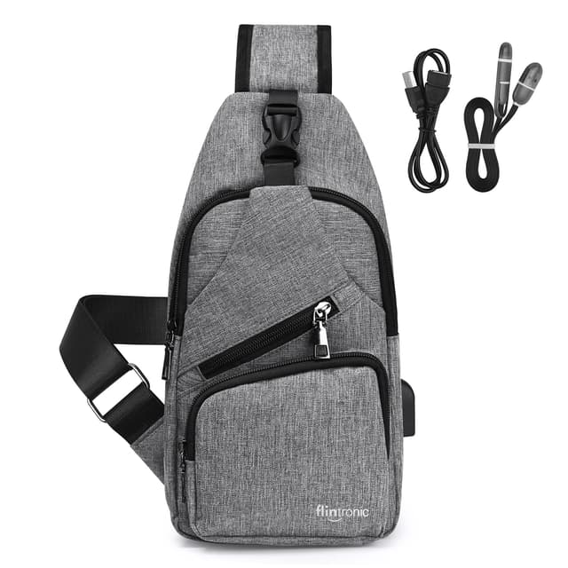 Flintronic Brusttasche mit USB-Aufladung &10 Grau 🎒🔋