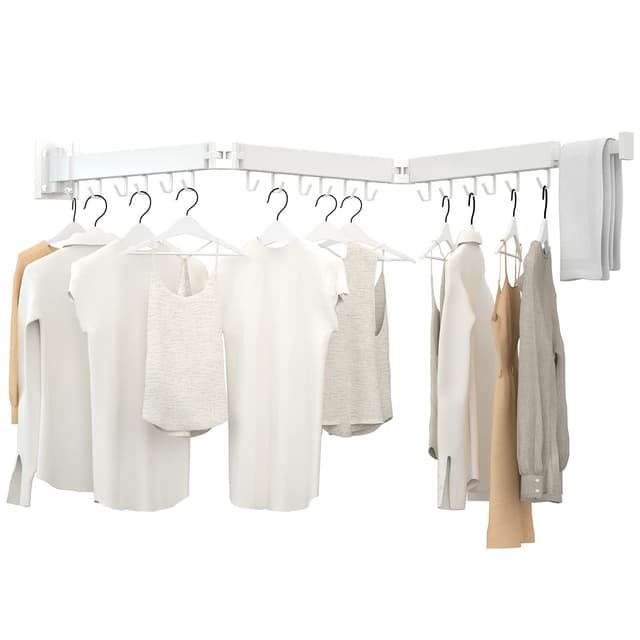 Kelisiting Wäscheständer Wandmontage, 3-Fold Wand Wäschetrockner ausziehbar - Weiß 3X 🌟