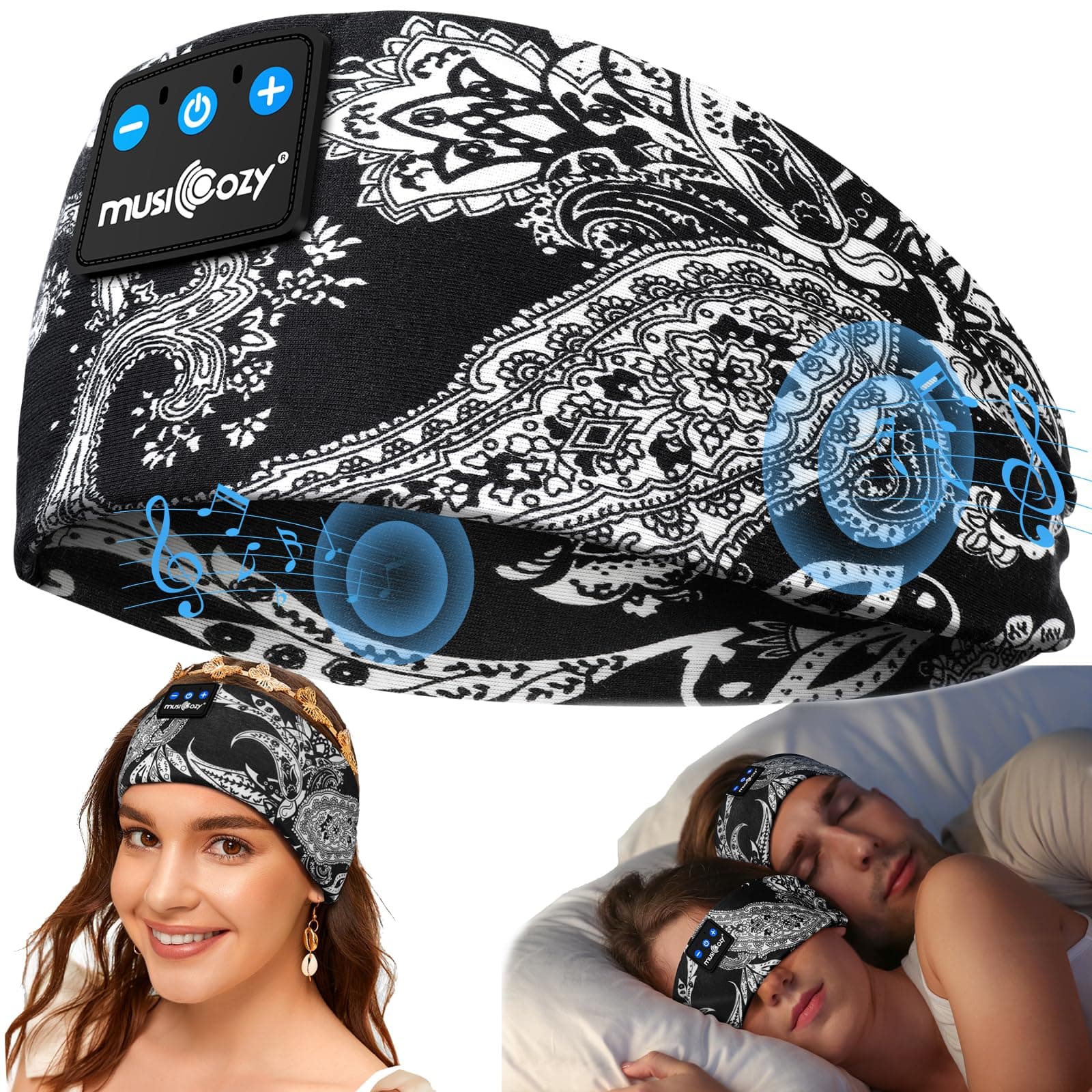 MUSICOZY Schlafkopfhörer Bluetooth 5.4, Schlaf Kopfhörer Sport-Kopfhörer 14+STD Spielzeit