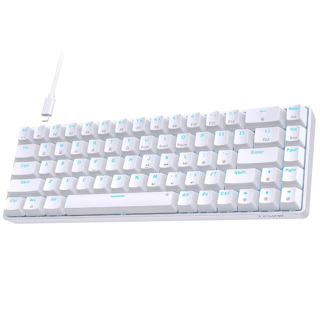 TMKB Mechanische Gaming Tastatur, T68se 60% Tastatur mit USB Kabel, Weiß Red Switches