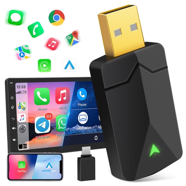 2 IN 1 Wireless Android Auto & Carplay Wireless Adapter