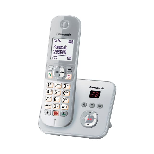 📞🔒 Panasonic Dual-Micro/Nano KX-TG6861GS Schnurlostelefon mit Anrufbeantworter perl-silber